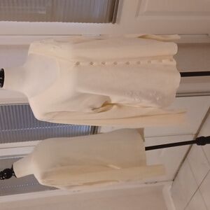 4/$60 Off-White Knit Sweater With Attached Cardigan - Size Large (1 Piece)